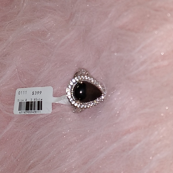 Elite Shungite Diamond Platinum Halo Ring Black Certified Jewelry - Picture 8 of 12